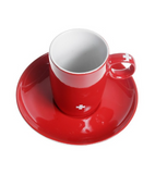 CUP ESPRESSO SET OF 2 RED WITH SWISS CROSS