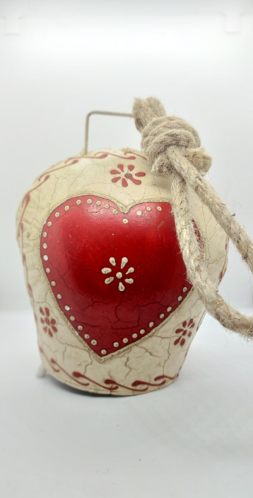 SMALL BELL - HEART WITH RED & WHITE