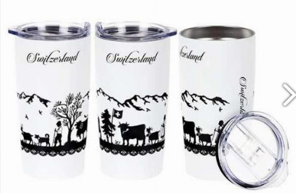TIMBALE- THERMOS WHITE 0.5L WITH COVER nd alpine cutting motive - 75-0319