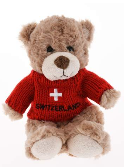 TEDDY BEARBRUN - CLEAR PLUSH 20CM WITH PULLOVER RED - 73-0469