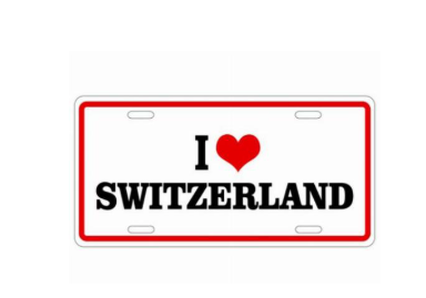 MAGNET PLATE NO.IN THE CAR 10X5CM, WHITE  I LOVE SWITZERLAND - 71-1144