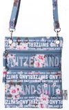 PASSPORT BAG BLUE FLOWERS 14.5 X 18 CM