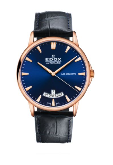 EDOX LES BÉMONTS DAY DATE AUTOMATIC 83015-37R-BUIR