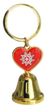 KEY-RING GOLD COLOUR HEART TABLE BELL