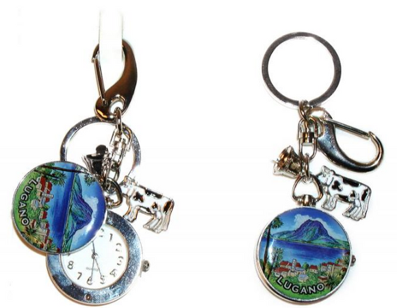 KEYRING ROUND CLOCK WITH COVER + FREE CHOICE LABEL 30MM