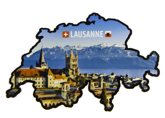 MAGNET FIBERBOARD SHAPE OF SWITZERLAND LAUSANNE 9cm