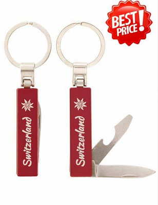 RED SWISS KNIFE - 2 BLADES WITH EDELWEISS