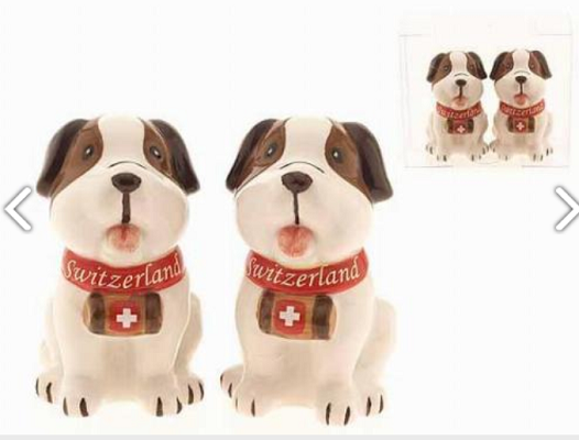 PORCELAIN SALT AND PEPPER SET WITH DOGS