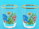 SHOT GLASS WITH EDELWEISS FLOWERS