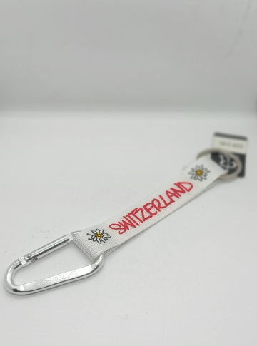KEY RING - SWITZERLAND WITHE & RED EDELWEISS