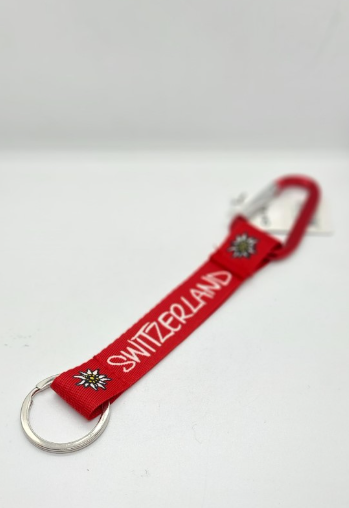 KEY RING - SWITZERLAND WITHE & RED EDELWEISS