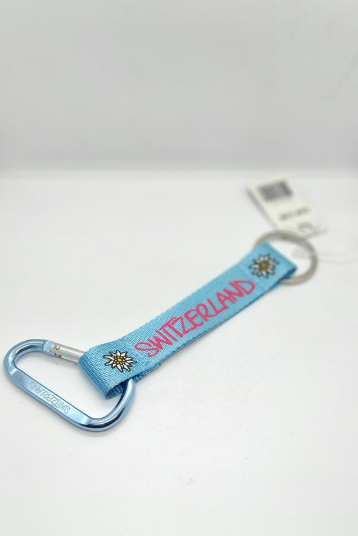 KEY RING - SWITZERLAND WITHE & RED EDELWEISS BLUE
