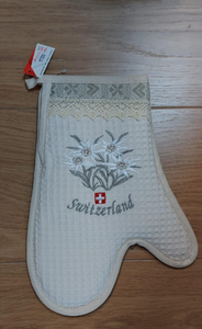 OVEN GLOVES -SWITZERLAND FLAG WITH EDELWEISS