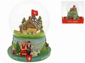 MEDIUM SNOWBALL - SNOWBALL 9CM WITH RELIEF BASE CHALET "SWITZERLAND"