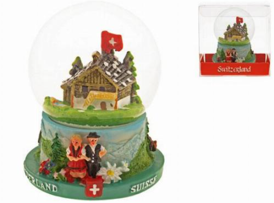 MEDIUM SNOWBALL - SNOWBALL 9CM WITH RELIEF BASE CHALET 