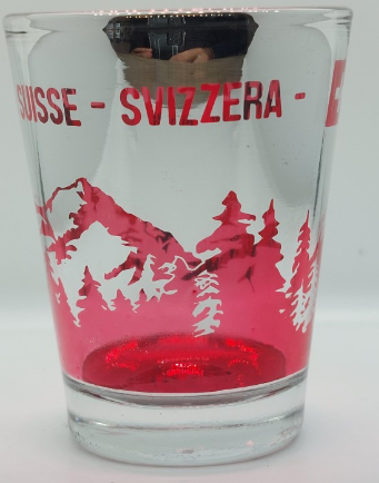 SILVER RED  SCHNAPS GLASS WITH MOUNTAINS