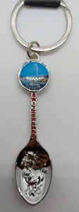 KEYRING SPOON WITH GENEVA FONTAIN AND COW