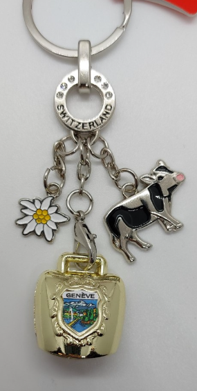 KEYRING WITH BELL GENEVA & COW & EDELWEISS