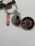 KEYRING METAL 2 COINS WITH EDELWEISS