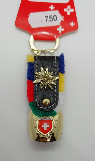 KEYRING WITH BELL SWITZERLAND & EDELWEISS