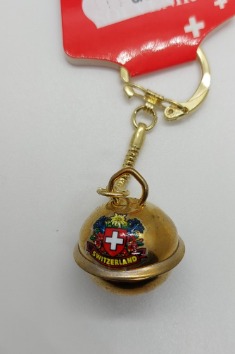 KEYRING WITH BELL SWITZERLAND & FLOWERS