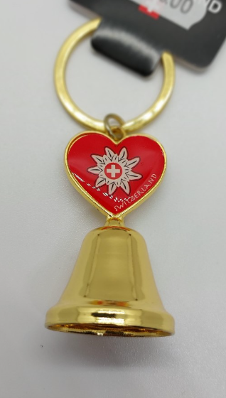 KEYRING WITH BELL SWITZERLAND & EDELWEISS