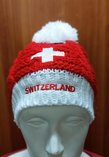 WINTER HAT RED-WHITE CH-CROSS FOR KIDS
