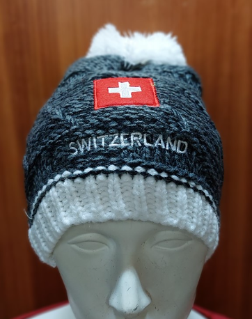 WINTER HAT BLACK AND WHITE SWITZERLAND