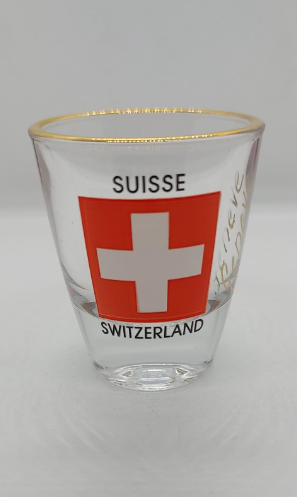 SHOT GLASS WITH SWITZERLAND FLAG