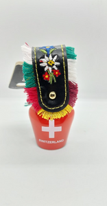 SMALL BELL - SWITZERLAND FLAG RED 3CM.+EMBROIDERED - 4403