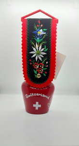 SMALL BELL - SWITZERLAND FLAG RED WITH FLOWERS