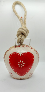 MEDIUM BELL - HEART WITH RED & WHITE