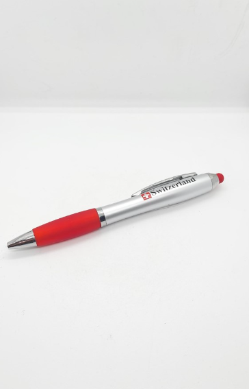 PEN - SWITZERLAND FLAG RED & SILVER & TOUCH SCREEN