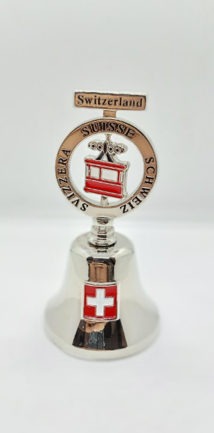 HAND BELL - CABLE CAR SILVER SWITZERLAND FLAG