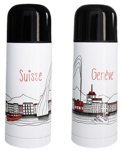 WHITE THERMOS BOTTLE GENEVA DESIGN 350ml